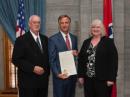 (L-R) ARRL Tennessee SM Keith Miller Sr, N9DGK, Tennessee Gov Bill Haslam, and Tennessee State Government Liaison Ingrid Klose, KD4F. 